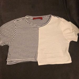 Half and half crop top tee